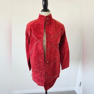 Linea by Louis Dell'Olio Suede Jacket Leather Trim Size XS Red New With Tags